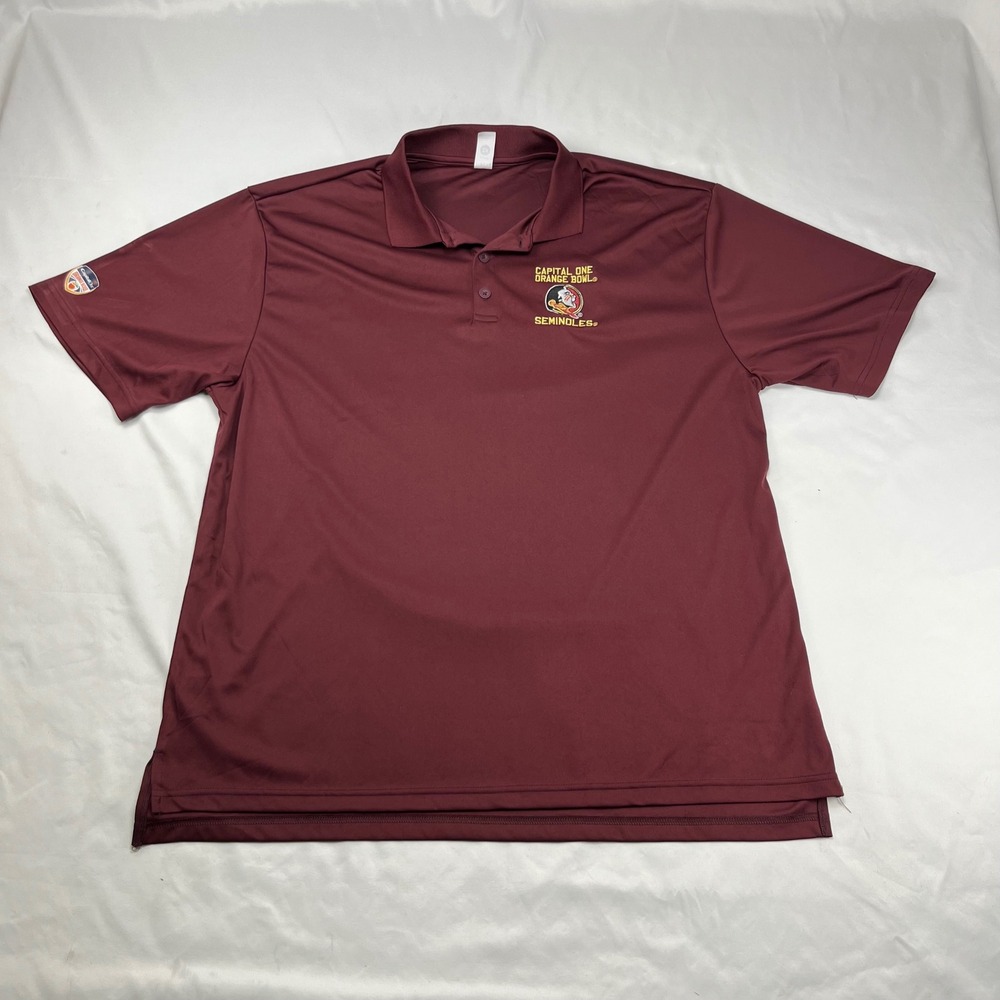 BAW Mens Florida State Seminoles Orange‎ Bowl Polo Shirt Maroon 2X XT48 FSU